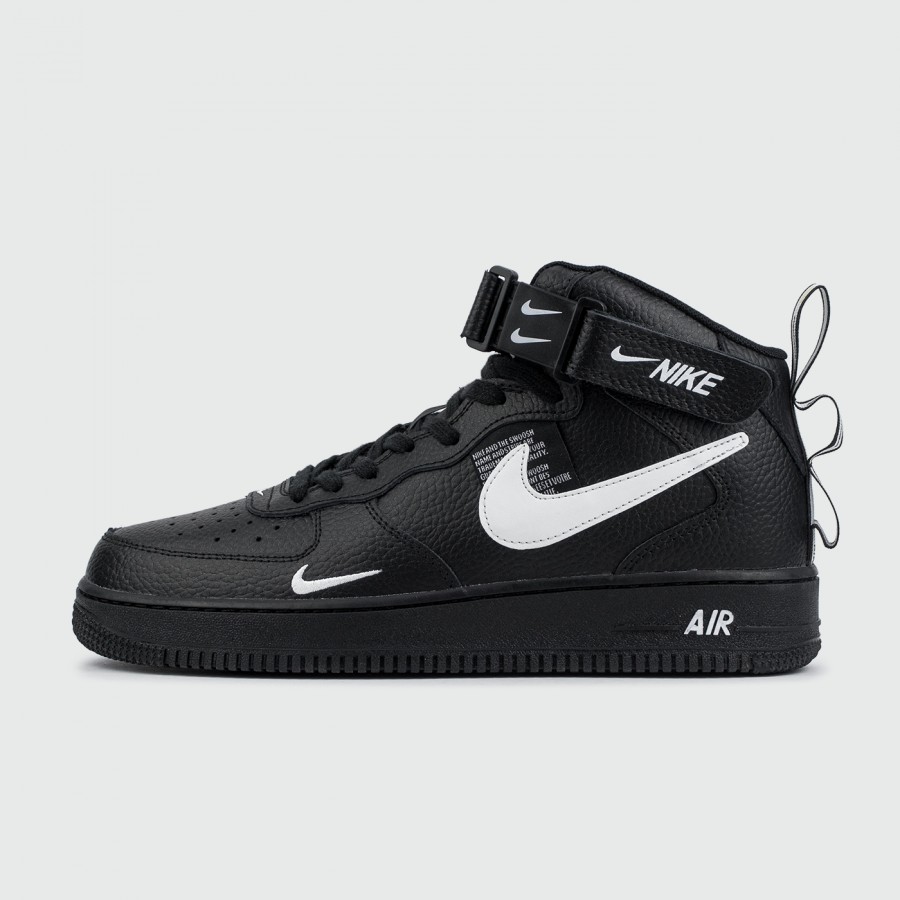 кроссовки Nike Air Force 1 Mid LV8 Utility Black / White with Fur