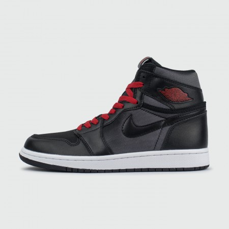 кроссовки Nike Air Jordan 1 Black / White / Red Laces
